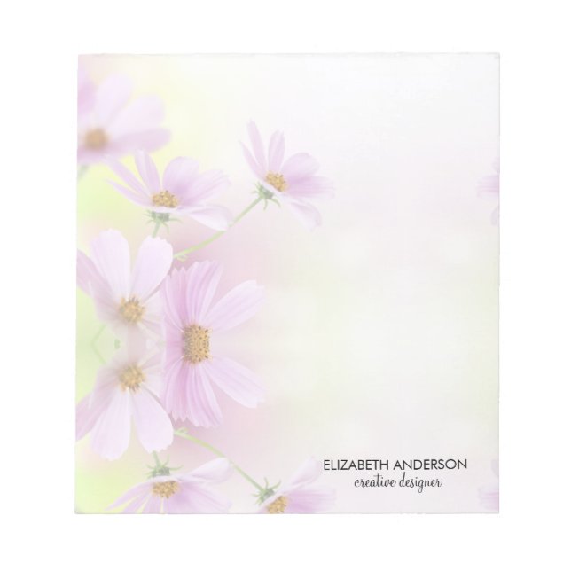 Personalise Image & Pink Flower Watercolor Notepad (Front)