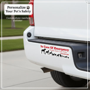 Personalise In Case Of Emergency Save The Pets Bumper Sticker