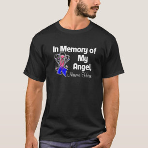Personalise In Memory Angel Male Breast Cancer T-Shirt