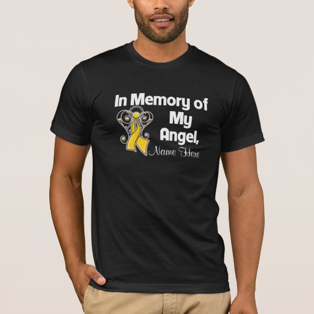 Personalise In Memory of My Angel Childhood Cancer T-Shirt (Front)