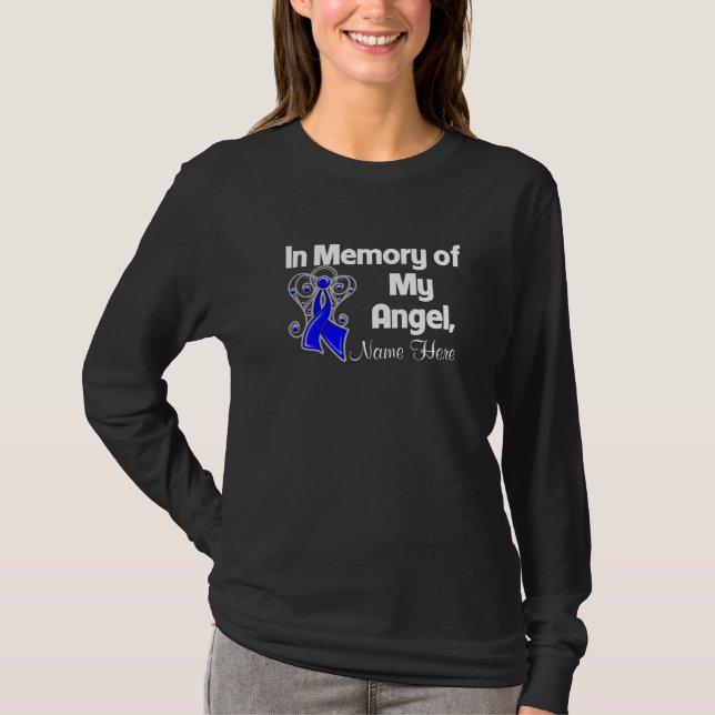 Personalise In Memory of My Angel Colon Cancer T-Shirt (Front)