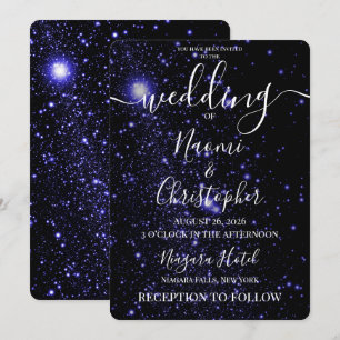 Personalise: Indigo Lights Wedding Invitation