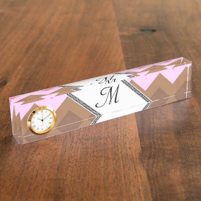 Personalise Information Monogrammed Stripe Chevron Nameplate (Side)
