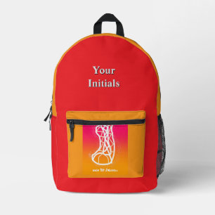 Personalise Initials Red + Gold HighTop Sneakers Printed Backpack