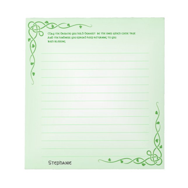 Personalise:  Irish Blessing (#1) Celtic Braids Notepad (Front)