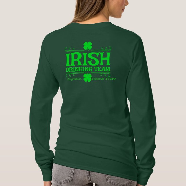 Personalise Irish Drinking Team St. Patrick's Day T-Shirt (Back)