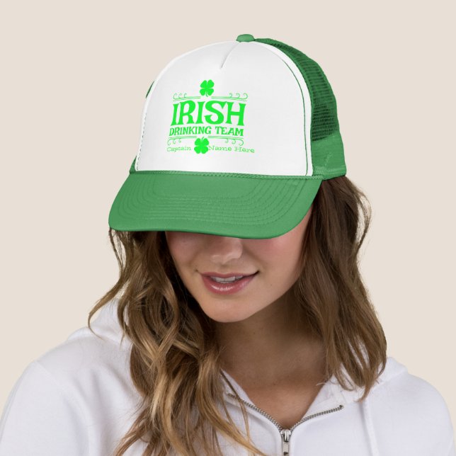 Personalise Irish Drinking Team St. Patrick's Day Trucker Hat (In Situ)