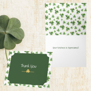 Personalise Irish Watercolor Shamrocks Thank You Card