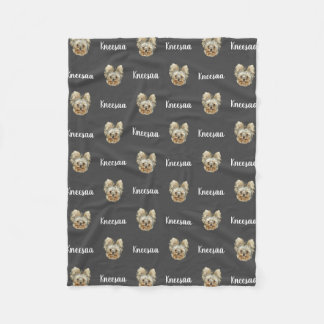 Personalise It! CHARCOAL Pet Photo And Name Fleece Blanket