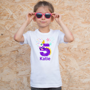 Personalise It! Girls Monster Eyes #5 Birthday  T-Shirt