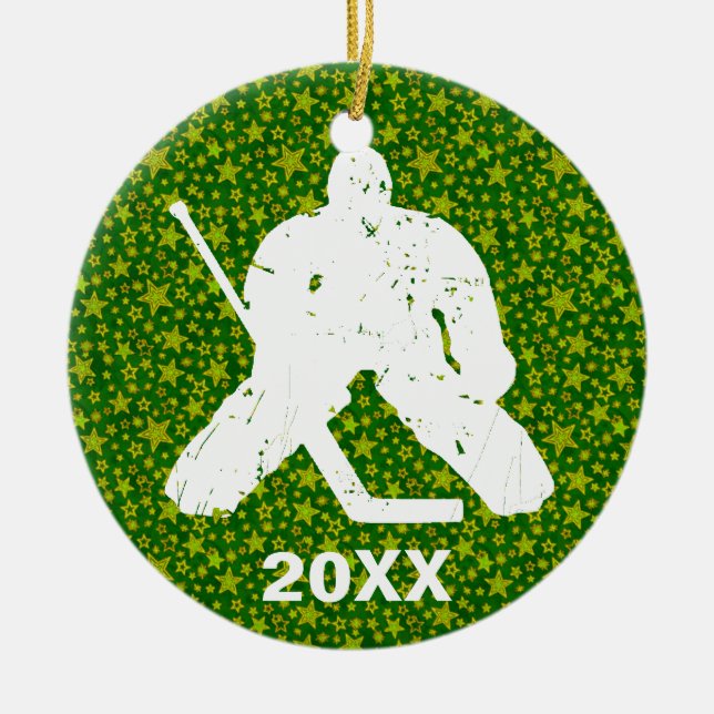 Personalise it, Hockey Goalie Ceramic Tree Decoration (Front)
