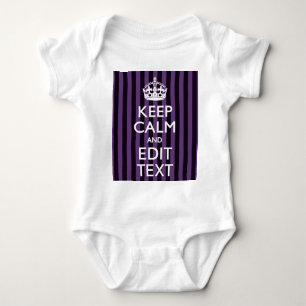 Personalise it Keep Calm Your Text Purple Stripes Baby Bodysuit
