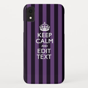 Personalise it Keep Calm Your Text Purple Stripes Case-Mate iPhone Case
