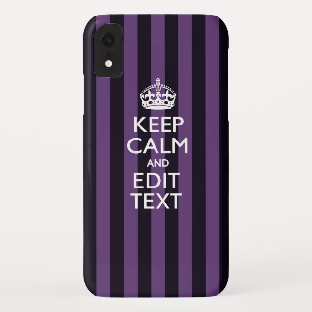 Personalise it Keep Calm Your Text Purple Stripes Case-Mate iPhone Case (Back)