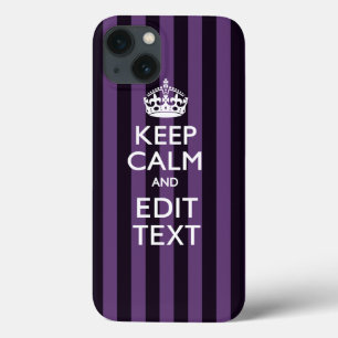 Personalise it Keep Calm Your Text Purple Stripes iPhone 13 Case