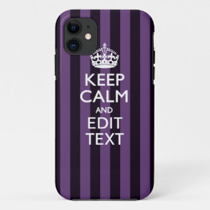 Personalise it Keep Calm Your Text Purple Stripes Case-Mate iPhone Case