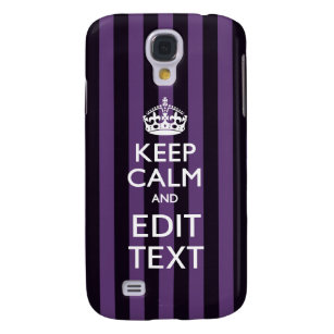 Personalise it Keep Calm Your Text Purple Stripes Galaxy S4 Case