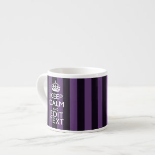 Personalise it Keep Calm Your Text Purple Stripes Espresso Cup