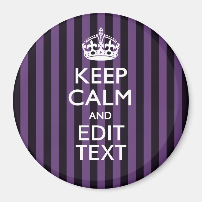 Personalise it Keep Calm Your Text Purple Stripes Magnet (Front)