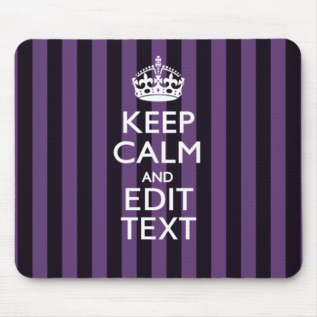 Personalise it Keep Calm Your Text Purple Stripes Mouse Pad (Front)