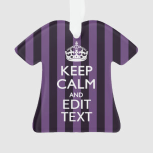 Personalise it Keep Calm Your Text Purple Stripes Ornament