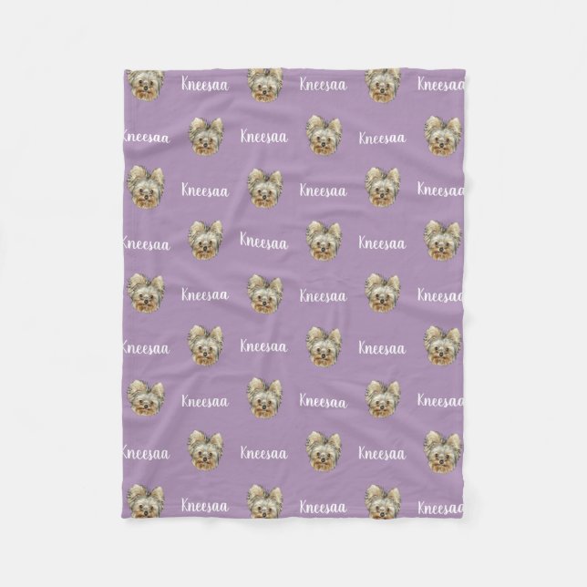 Personalise It! LAVENDER Pet Photo And Name Fleece Blanket (Front)