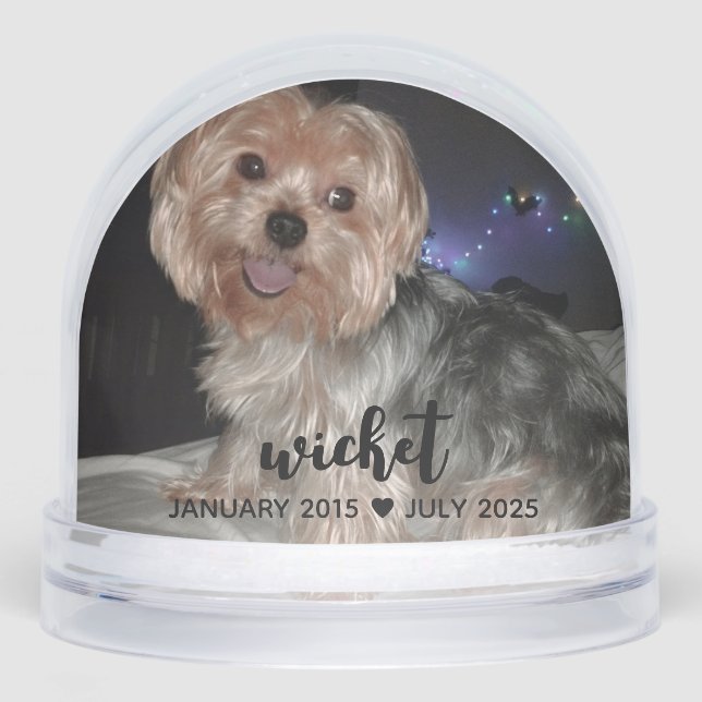 Personalise It! Pet Memorial Photo & Name BLACK Snowglobe (Front)