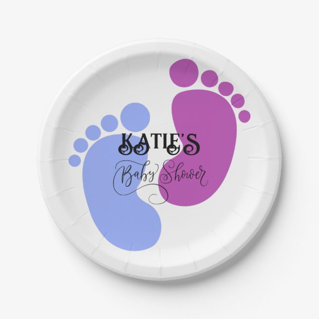 Personalise it Unisex Baby Feet Flat Icon Paper Plate (Front)