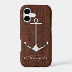 Personalise it! Wet Nautical Mahogany Anchor Steel