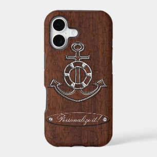Personalise it! Wet Nautical Mahogany Anchor Steel
