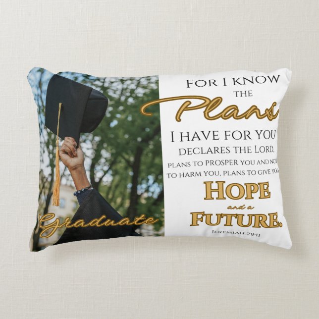 Personalise Jeremiah 29:11 Grad Cap Scripture Decorative Cushion (Front)