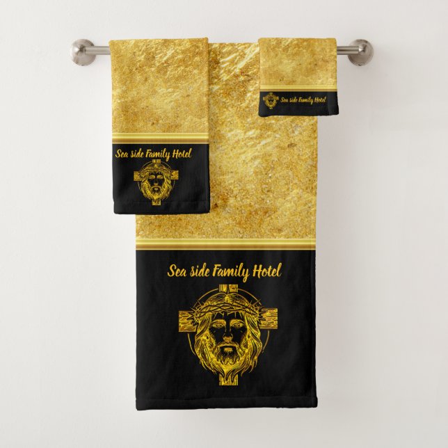 Personalise Jesus Gold Design for Coastal Comfort Bath Towel Set (Insitu)