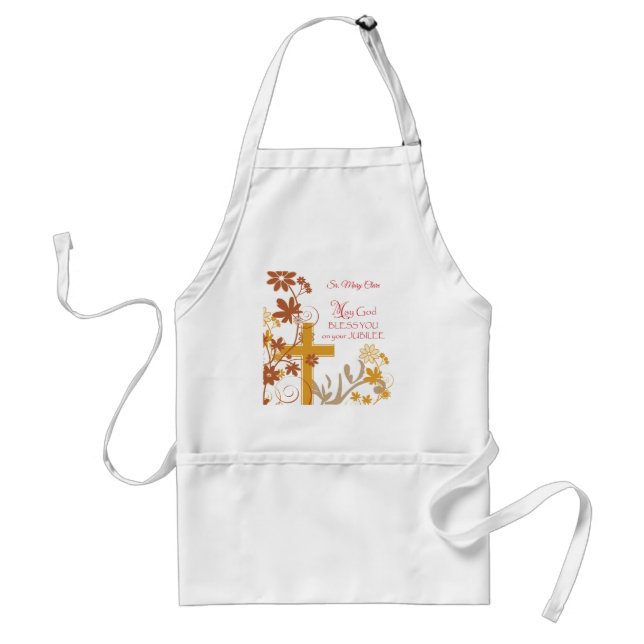 Personalise, Jubilee Anniversary Nun Cross, Swirls Standard Apron (Front)