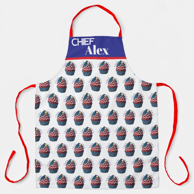 Personalise July 4th Cupcakes All-Over Print Apron (Front)