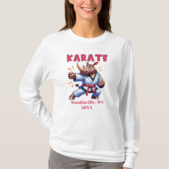 Personalise Karate Practitioner Location Date Name T-Shirt (Front)