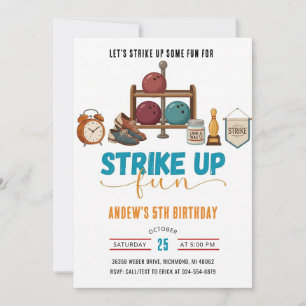Personalise Kids bowling Birthday party  Invitation