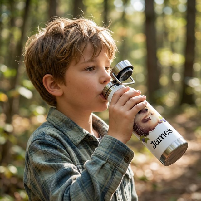 Personalise Kids Hedgehog  Water Bottle (Creator Uploaded)