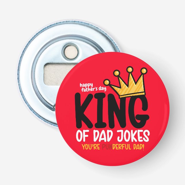 Personalise King of Dad Jokes Bottle Opener (Front)