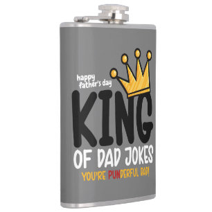 Personalise King of Dad Jokes Hip Flask