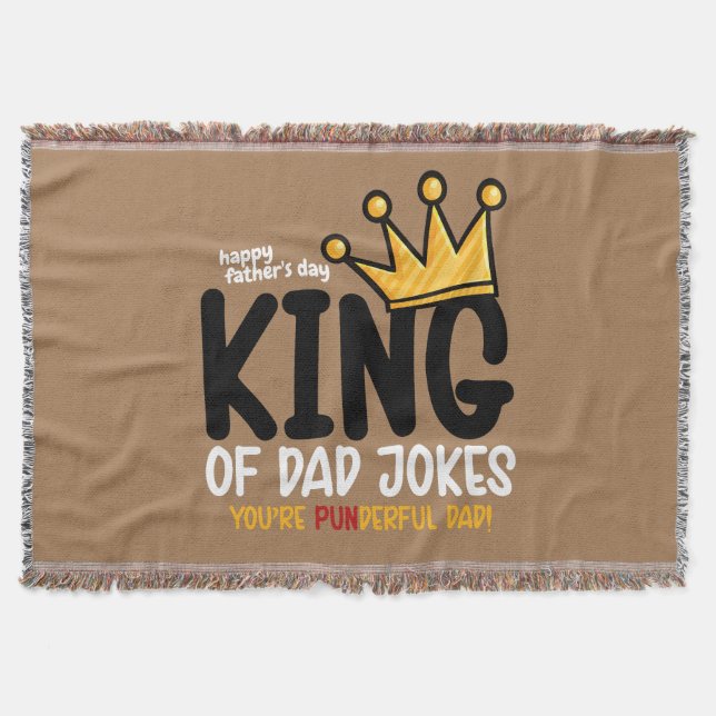 Personalise King of Dad Jokes Throw Blanket (Front)