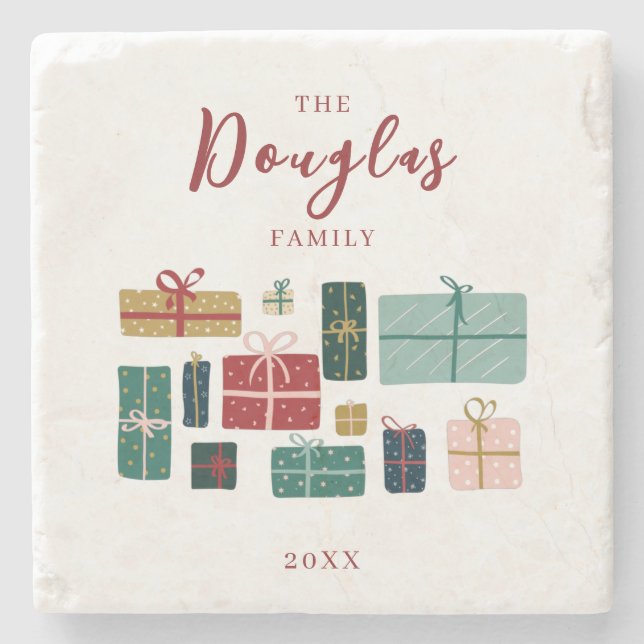 Personalise Kraft Family Christmas Gifts   Stone Coaster (Front)