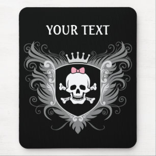 Personalise Lady Skull Crest [dark] Mouse Pad