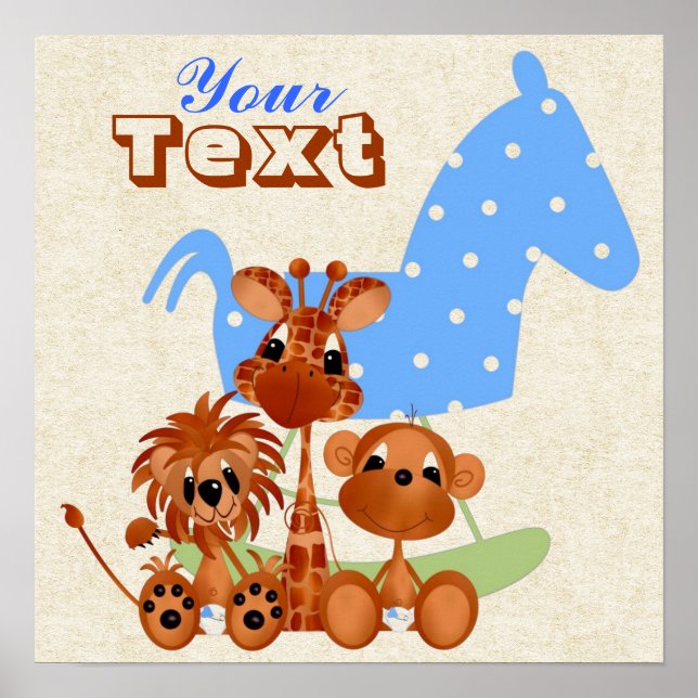 Personalise Large Canvas Jungle Babies Poster (Front)