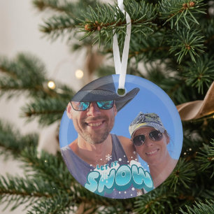 Personalise LET IT SNOW Photo Glass Tree Decoration