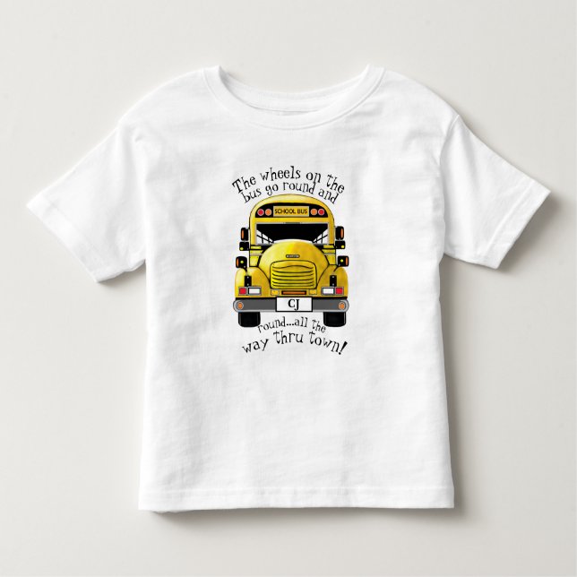 Personalise License Plate Name School Bus Shirt (Front)