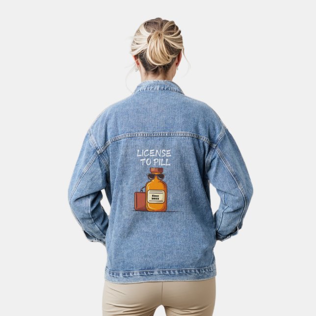 Personalise License to Pill | Custom Year Pharmacy Denim Jacket (Model)