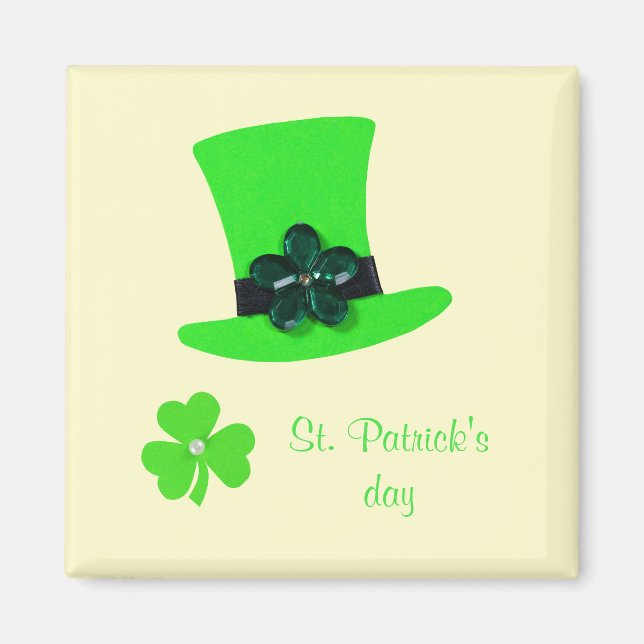 Personalise Light Green hat for St. Patrick's day Magnet (Front)
