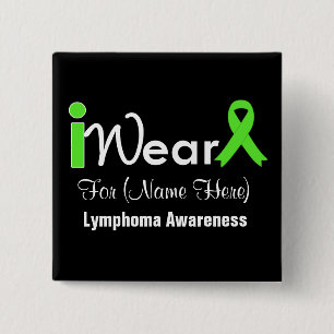 Personalise Lime Green Ribbon Lymphoma 15 Cm Square Badge