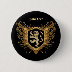 Personalise Lion Crest [dark] 6 Cm Round Badge