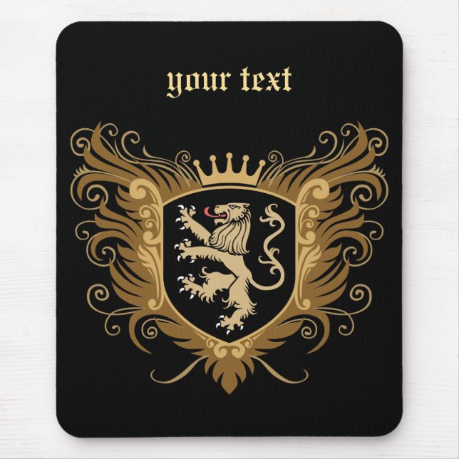 Personalise Lion Crest [dark] Mouse Pad (Front)